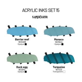 Acrylic Ink Set – Aqua Lagoon (4 Pack) - Core Acrylic Inks - KAMENSKAYA