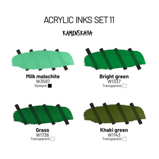 Acrylic Ink Set – Botanical Greens (4 Pack) - Core Acrylic Inks - KAMENSKAYA