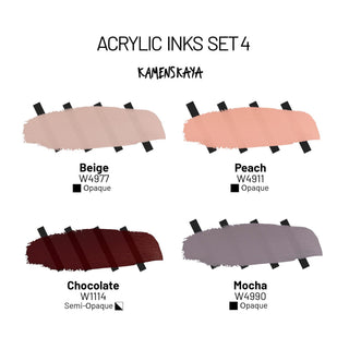 Acrylic Ink Set – Coffee Tones (4 Pack) - Core Acrylic Inks - KAMENSKAYA