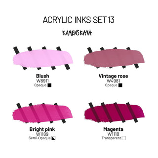 Acrylic Ink Set – Pink Spectrum (4 Pack) - Core Acrylic Inks - KAMENSKAYA
