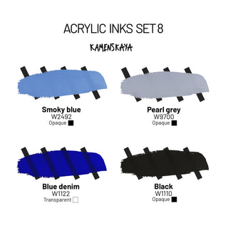 Acrylic Ink Set – Urban Indigo (4 Pack) - Core Acrylic Inks - KAMENSKAYA