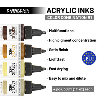 Acrylic Ink Set – Warm Sand (4 Pack) - Core Acrylic Inks - KAMENSKAYA