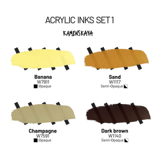 Acrylic Ink Set – Warm Sand (4 Pack) - Core Acrylic Inks - KAMENSKAYA