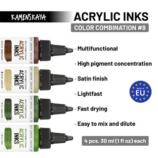 Acrylic Ink Set – Woodland Tones (4 Pack) - Core Acrylic Inks - KAMENSKAYA
