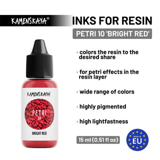 Alcohol Ink for Resin - Petri 10 'Bright red' - Alcohol Inks for Petri Art - KAMENSKAYA
