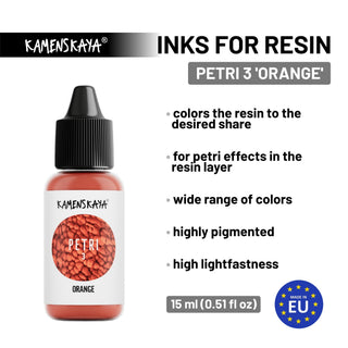 Alcohol Ink for Resin - Petri 3 'Orange' - Alcohol Inks for Petri Art - KAMENSKAYA