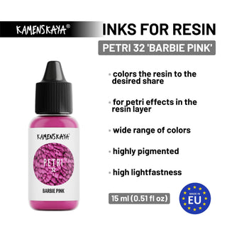 Alcohol Ink for Resin - Petri 32 'Barbie pink' - Alcohol Inks for Petri Art - KAMENSKAYA