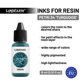 Alcohol Ink for Resin - Petri 34 'Turquoise' - Alcohol Inks for Petri Art - KAMENSKAYA