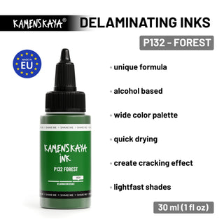 Delaminating Alcohol Ink P - 132 'Forest' - Alcohol Ink, Delaminating Collection - KAMENSKAYA