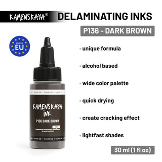 Delaminating Alcohol Ink P - 136 'Dark brown' - Alcohol Ink, Delaminating Collection - KAMENSKAYA