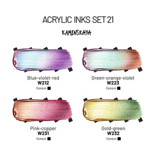 Metallic Acrylic Ink Set – Chameleon Color - Shift Metallics (4 Pack) - Chameleon Acrylic Inks - KAMENSKAYA