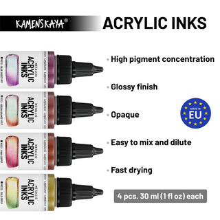 Metallic Acrylic Ink Set – Chameleon Color - Shift Metallics (4 Pack) - Chameleon Acrylic Inks - KAMENSKAYA