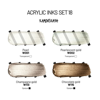 Metallic Acrylic Ink Set – Champagne Pearls (4 Pack) - Metallic Acrylic Inks - KAMENSKAYA