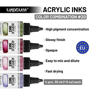 Metallic Acrylic Ink Set – Iridescent Blooms (4 Pack) - Metallic Acrylic Inks - KAMENSKAYA