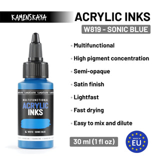 Neon acrylic ink W819 "Sonic blue" - Acrylic Ink - KAMENSKAYA