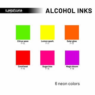 Neon Alcohol Ink F - 16 "Magic Bloom" - Alcohol Ink, Neon Collection - KAMENSKAYA