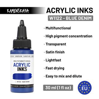 W1122 Blue denim - Acrylic Ink - KAMENSKAYA