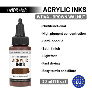 W1144 Brown walnut - Acrylic Ink - KAMENSKAYA