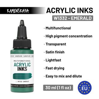 W1332 Emerald - Acrylic Ink - KAMENSKAYA